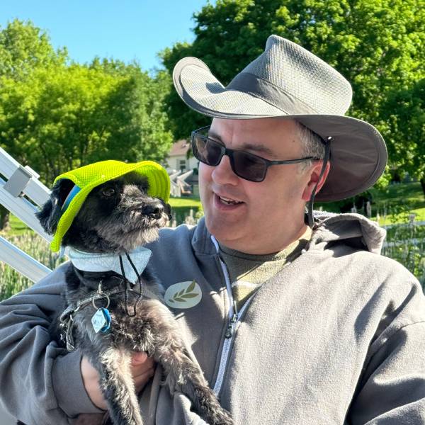 Auggie and I in a boat